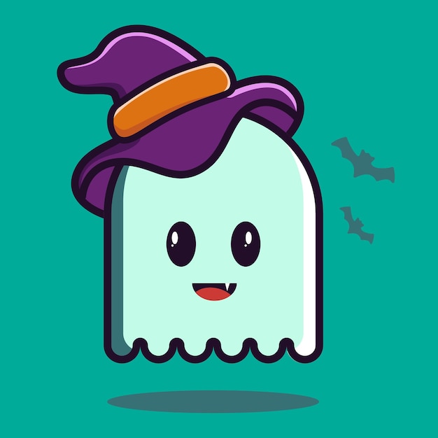 Leuke smile ghost chartoon vector, happy Halloween