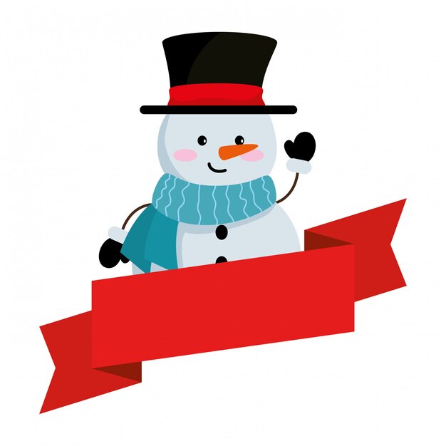 Leuke sneeuwman met lint kerst karakter