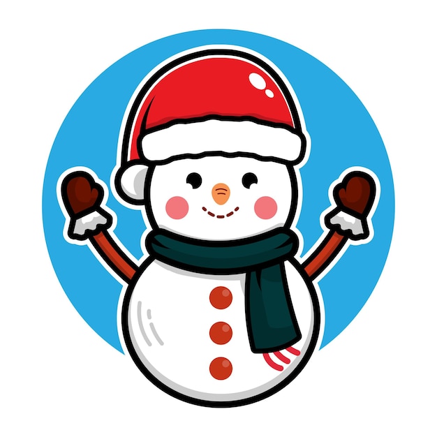 Leuke sneeuwpop cartoon karakter illustratie kerst vector concept