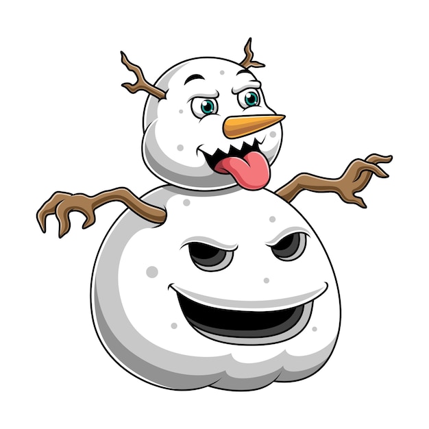 Leuke sneeuwpop cartoon vector met monster model