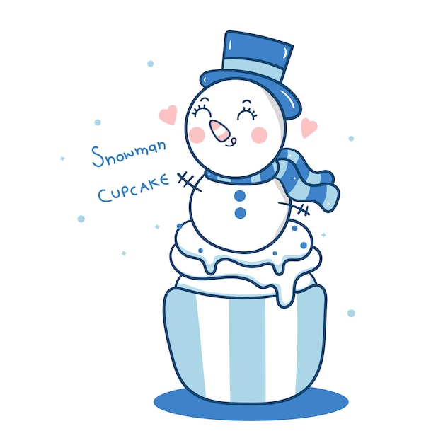 Leuke sneeuwpop vector kerst cupcakes cartoon