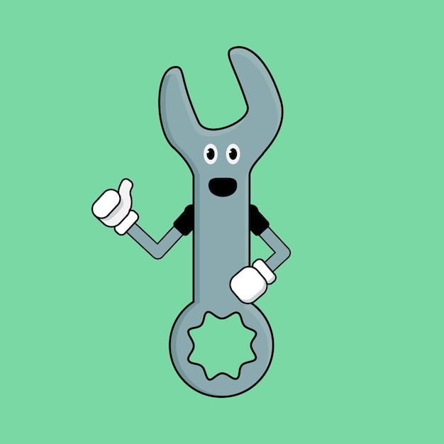 Vector leuke spanner mascotte duimen omhoog van illustratie vector