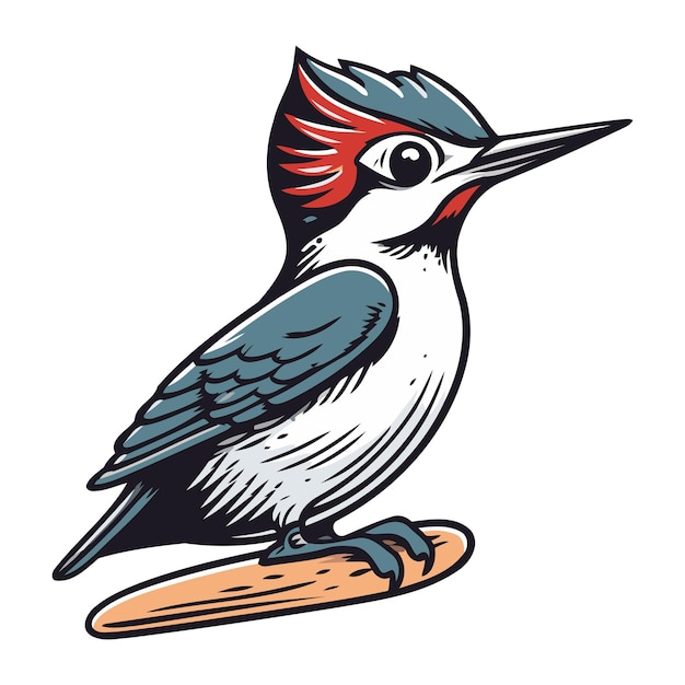 Leuke specht vogel geïsoleerd op witte achtergrond vectorillustratie