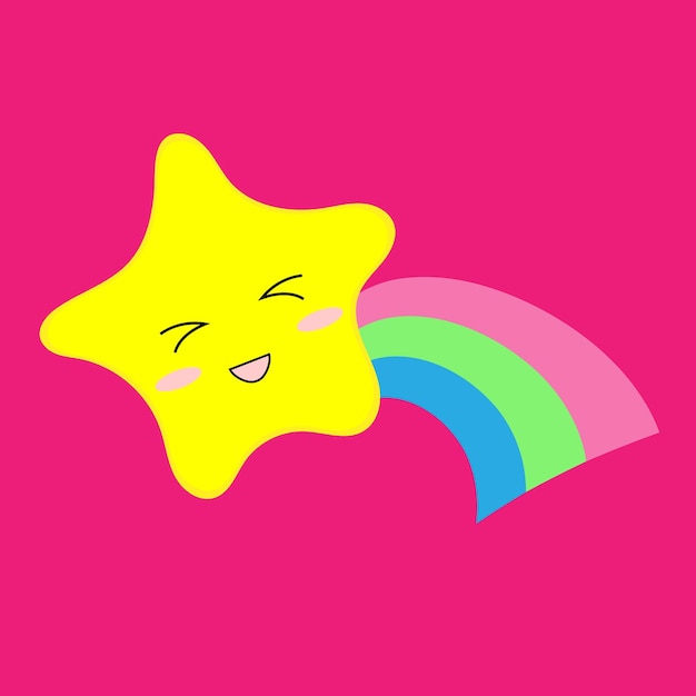 Leuke ster met een regenboog. Vector illustratie