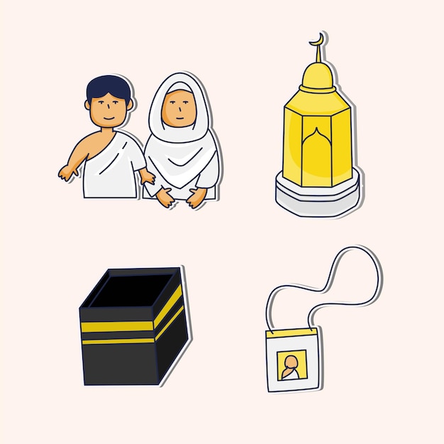 Vector leuke stickerillustratie van eid aladha, de islamitische feestdag van hajj