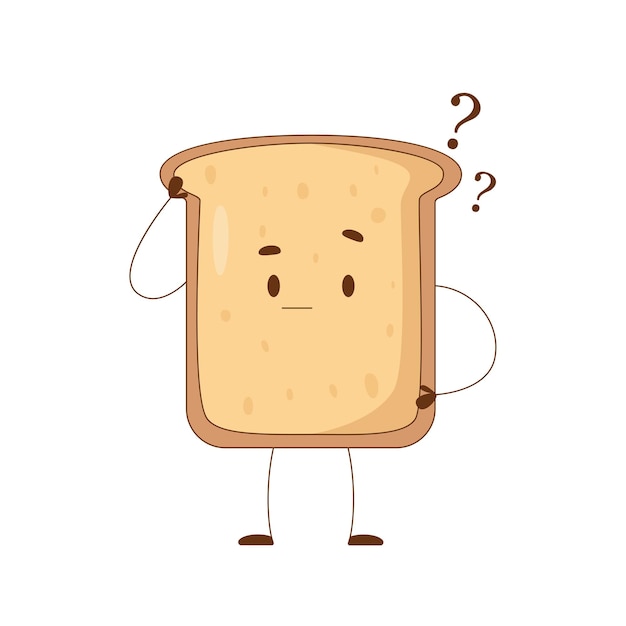 Leuke stripfiguur van toastbrood gedachten mascotte stripfiguren