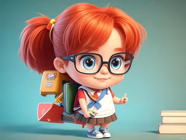 Leuke student cartoon personage vector AI_Generated