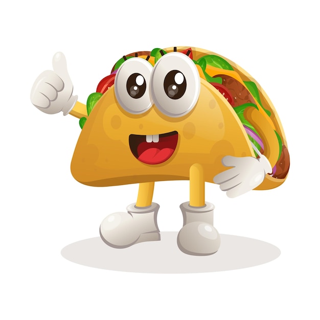 Leuke taco-mascotte duimen omhoog