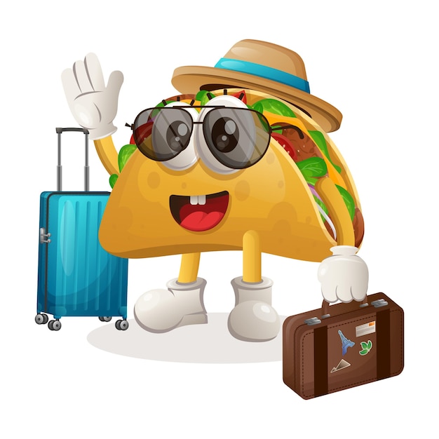Vector leuke taco-mascotte op vakantie