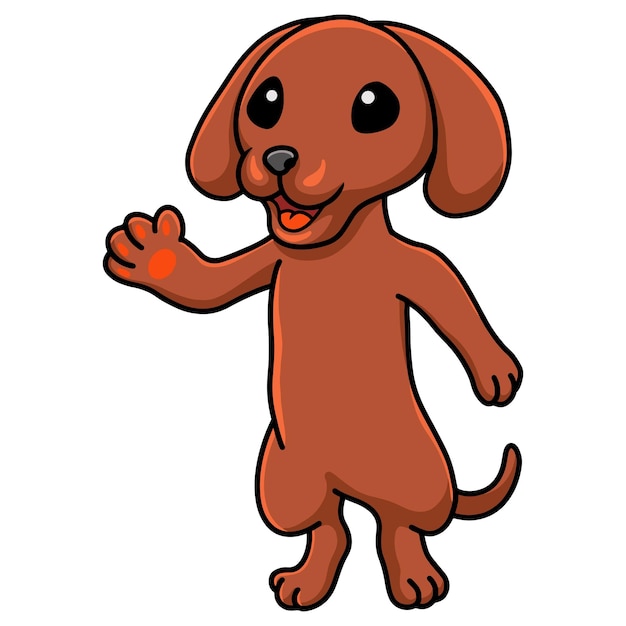 Leuke teckel hond cartoon zwaaiende hand