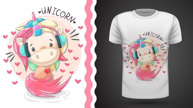 Vector leuke teddy muziek eenhoorn idee voor print t-shirt