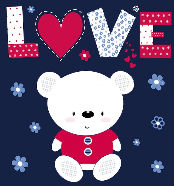 Leuke teddybeer met de inscriptie liefde