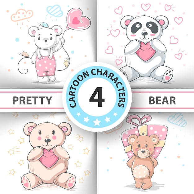 Vector leuke teddybeer set