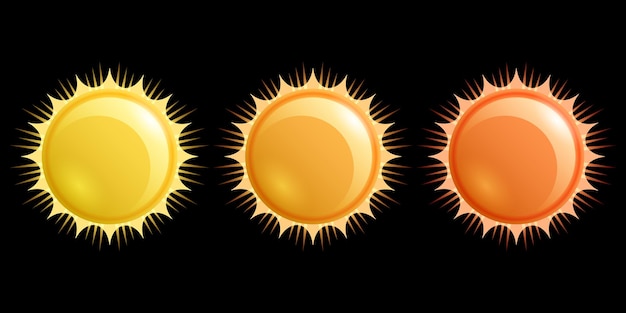 Vector leuke teken zon 3d cartoon geïsoleerde zwarte achtergrond