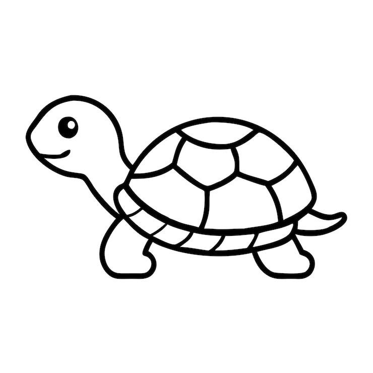 Vector leuke tekenfilm schildpad zwart-wit illustratie