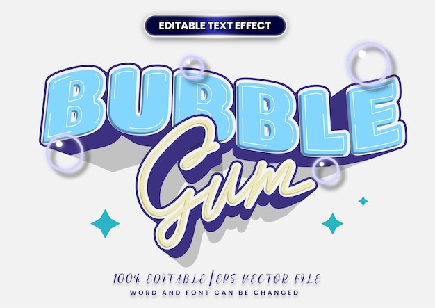 Vector leuke tekst stijl effect bubble gum tekst comic stijl effect bewerkbaar