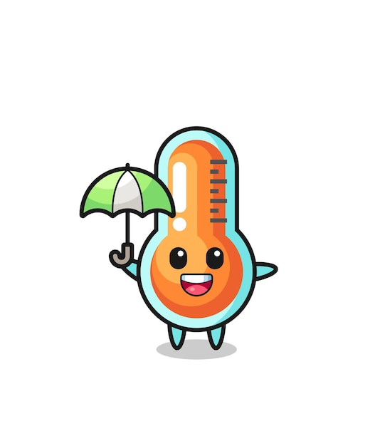 Leuke thermometerillustratie die een paraplu houdt