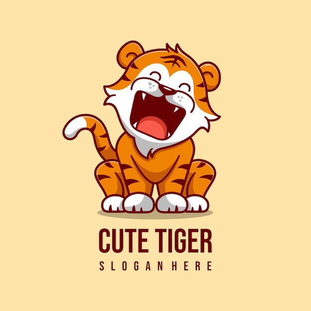 Leuke Tiger mascotte personage logo ontwerp vector illustratie