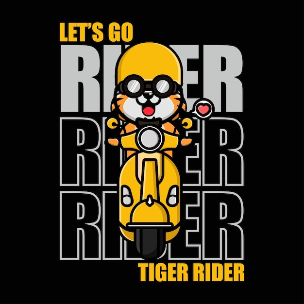 Leuke tijger rijden scooter tshirt ontwerp