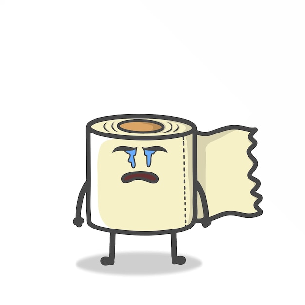 Vector leuke toiletpapier karakter mascotte platte cartoon emoticon vector ontwerp illustratie