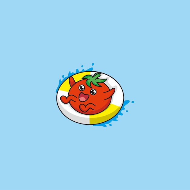 Vector leuke tomaten mascotte cartoon logo illustratie