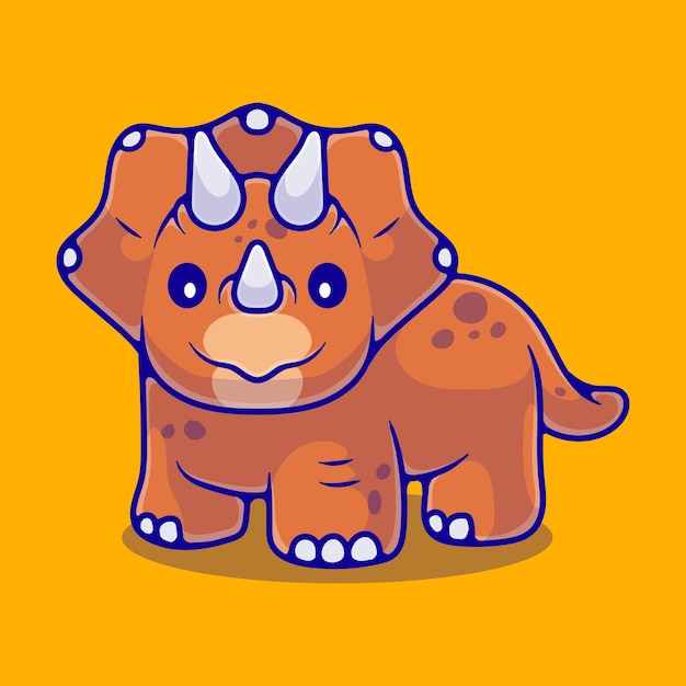 Leuke triceratops dinosaurusillustratie geschikt voor mascottesticker en t-shirtontwerp