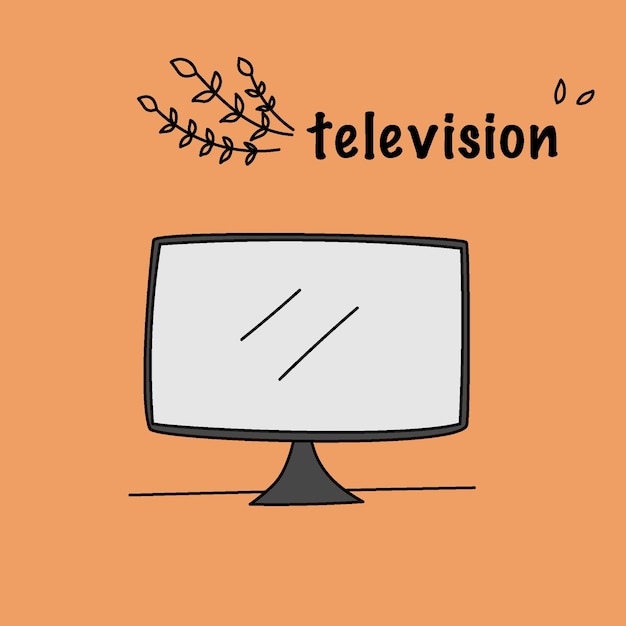 leuke tv kunst hand getekend op oranje achtergrond. vector illustratie