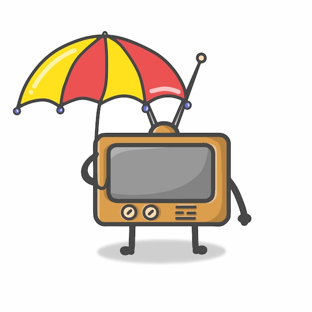 Leuke tv-teken platte cartoon emoticon vector sjabloonontwerp illustratie