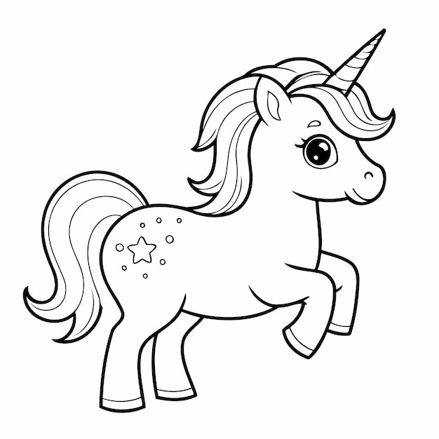 Leuke vector illustratie eenhoorn tekening voor kinderen pagina