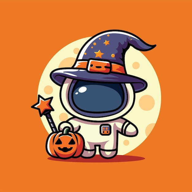 Leuke vector ontwerp illustratie van astronaut voor halloween evenement