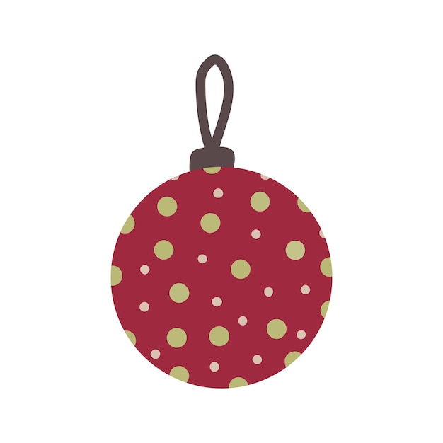 Leuke vector traditionele rode groene kerstboom speelgoed bal met cirkels nieuwjaar element decoratie
