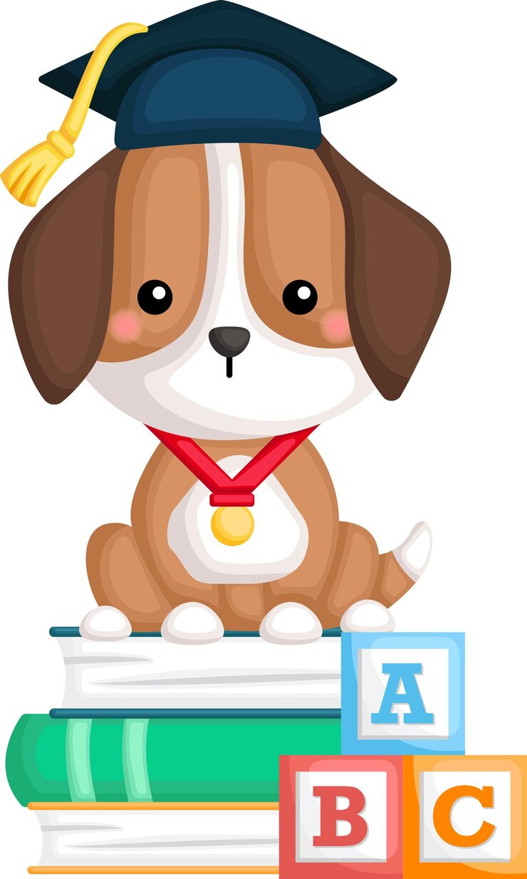 Leuke vector van een hondenmascotte die afstudeert