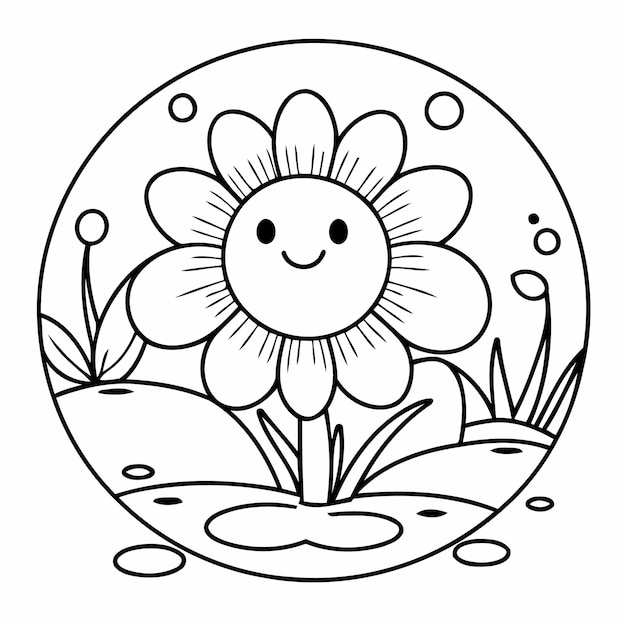 Vector leuke vectorillustratie bloem kleurpagina voor kinderen