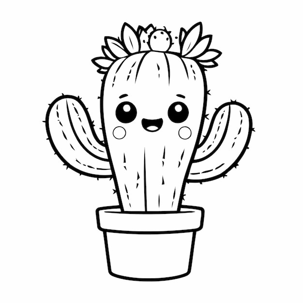 Leuke vectorillustratie cactus doodle voor peuters werkblad