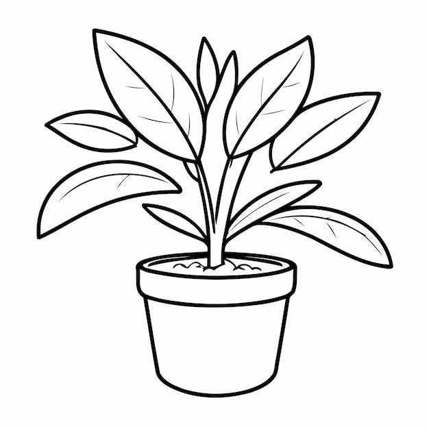 Vector leuke vectorillustratie indoorplant voor kinderen kleurpagina