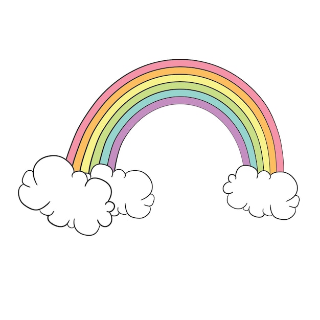 Leuke vectorillustratie met regenboog en wolken