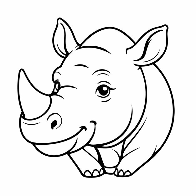 Leuke vectorillustratie Rhinoceros doodle voor kinderen kleuren werkblad