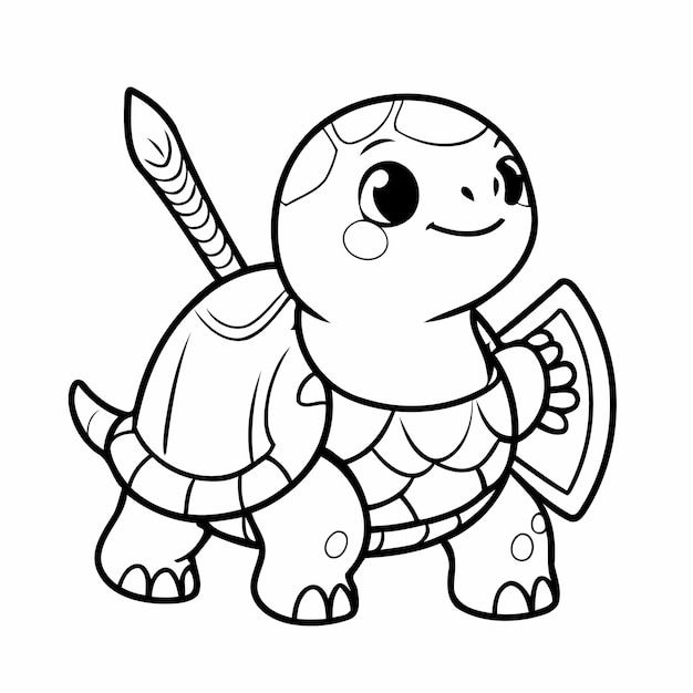 Vector leuke vectorillustratie schildpad met de hand getekend voor kinderen pagina