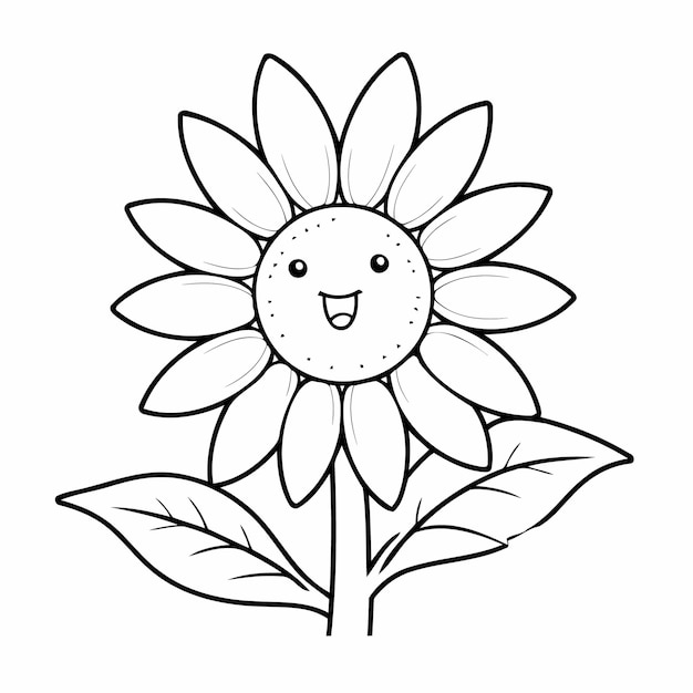 Vector leuke vectorillustratie sunflower doodle kleuractiviteit voor kinderen