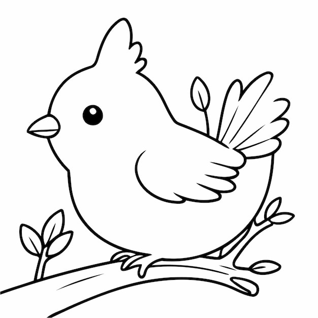 Vector leuke vectorillustratie vogel met de hand getekend voor kinderen pagina
