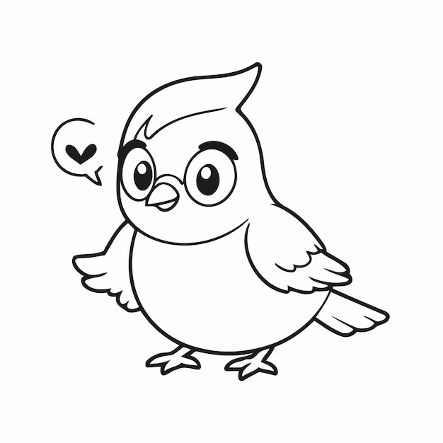Leuke vectorillustratie vogeldoodle voor peuters werkblad