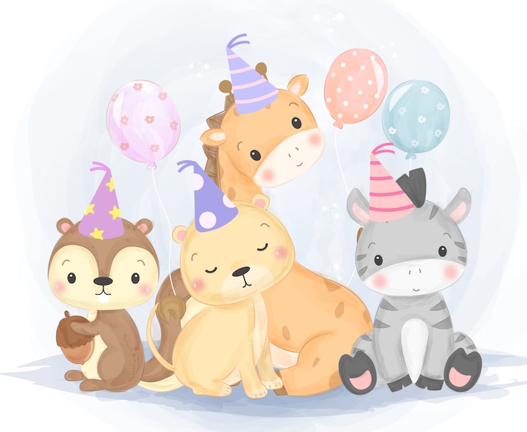 Vector leuke verjaardag dieren illustratie