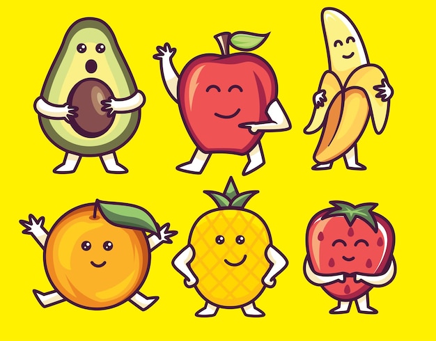Leuke verzameling fruitkarakters