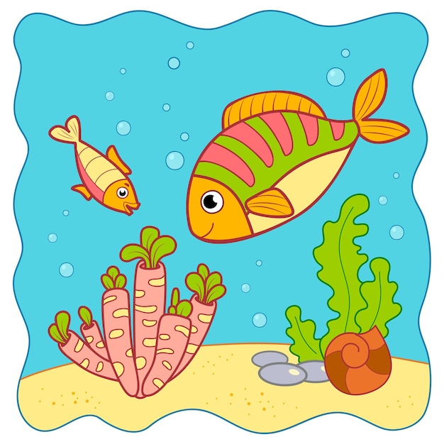 Leuke vis onderwater cartoon Vis clipart