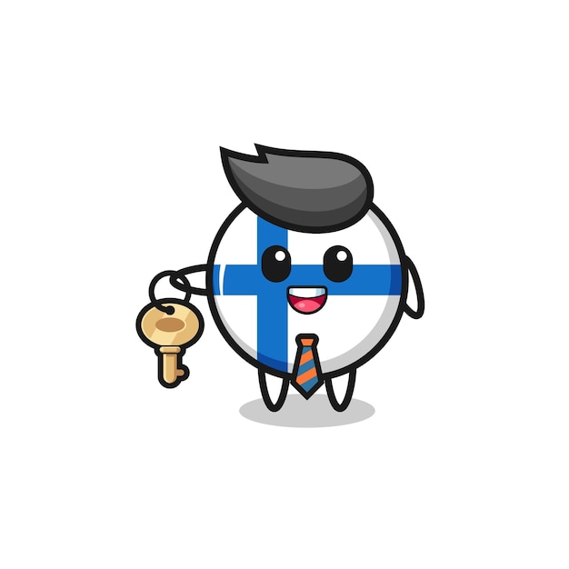 Leuke vlag van Finland als mascotte van een makelaar