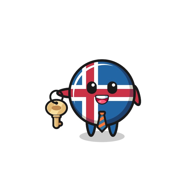 Leuke vlag van IJsland als mascotte van een makelaar