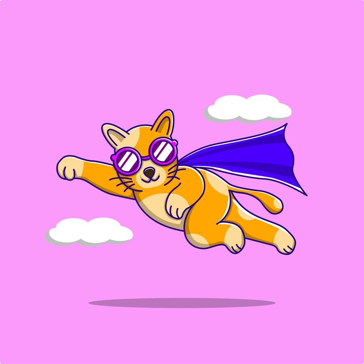 Leuke vliegende kat cartoon afbeelding