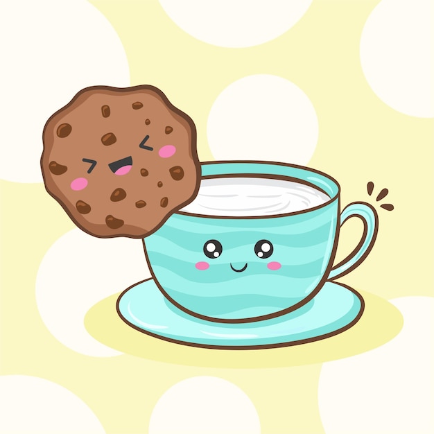 Leuke voedsel kawaii cookie melk illustratie