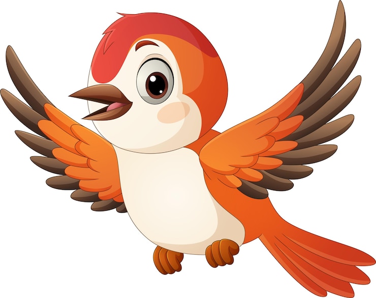 Vector leuke vogel cartoon vliegend op witte achtergrond