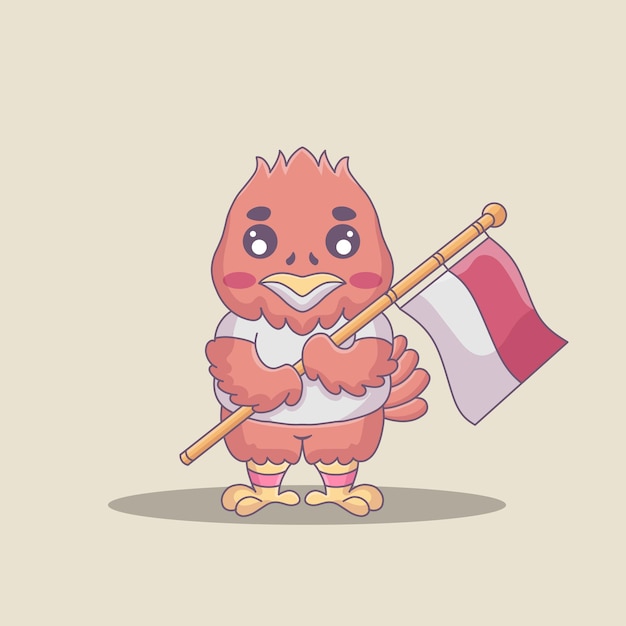 Leuke vogel met indonesische vlag